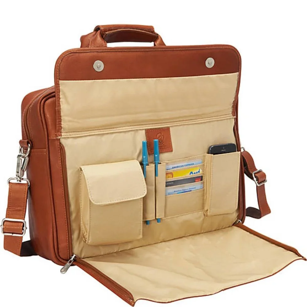 Piel Leather Slim Top-Zip Laptop Briefcase 3002